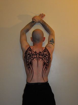 Tribal Angel Wing Tattoo On Back